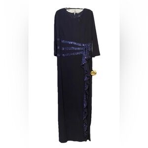 R&M Richards Navy Sequin Dress Women’s Size 10 Maxi